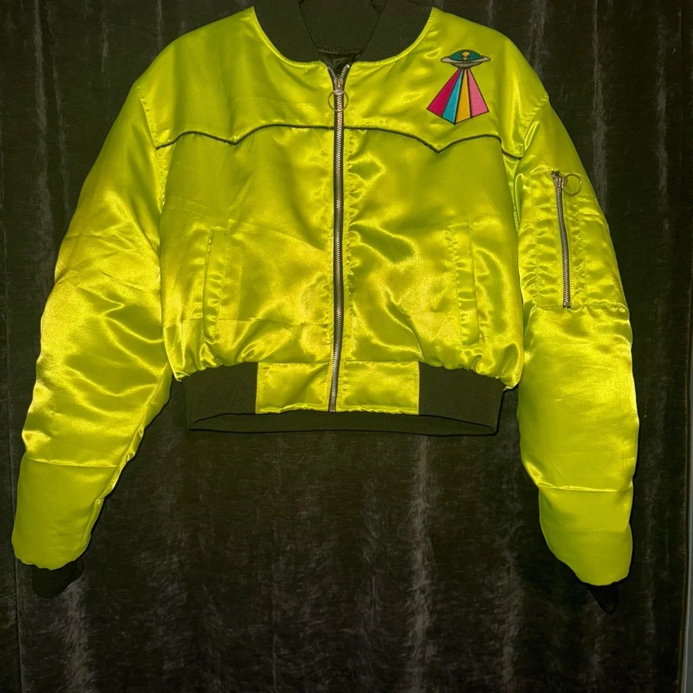 CLUB EXX Vibrant Yellow UFO Embroidered Women's Jacket - Picture 9 of 9